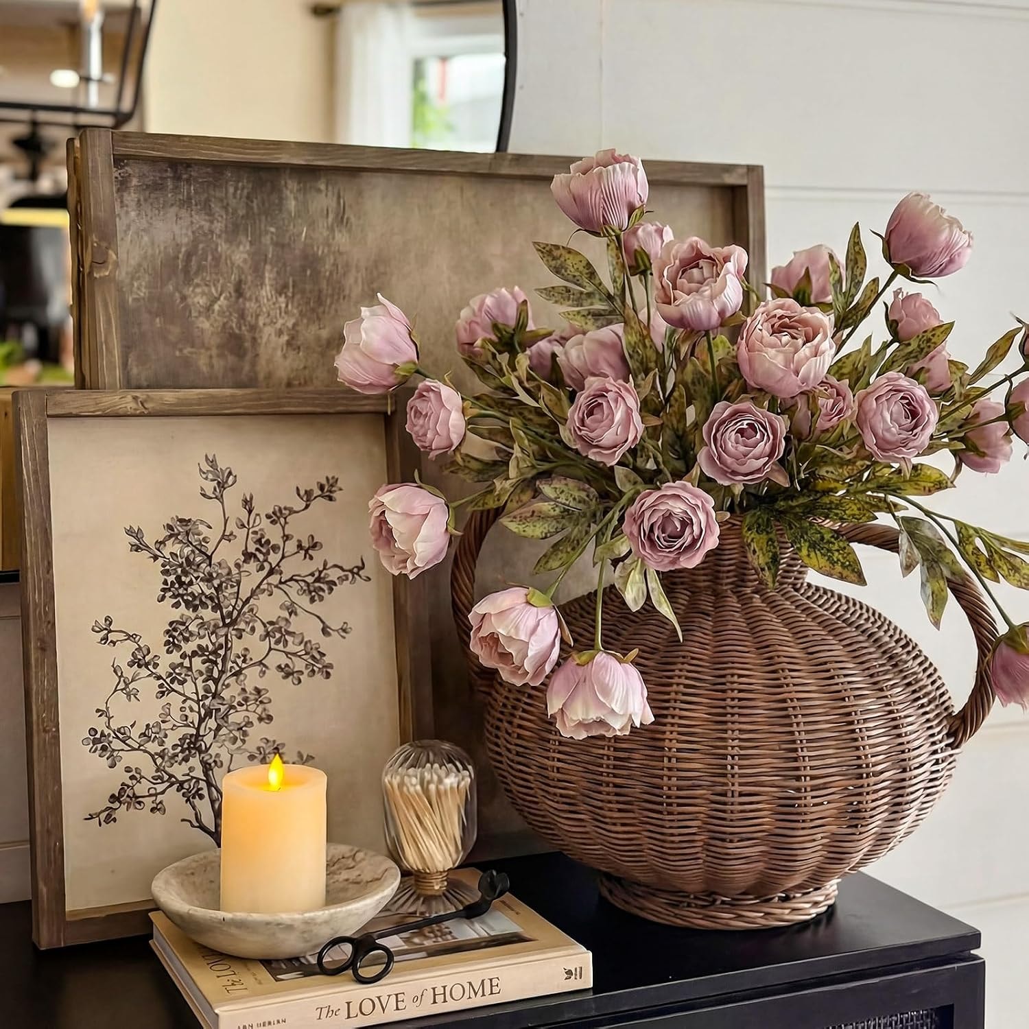 Dusty Mauve Faux Peony Stems