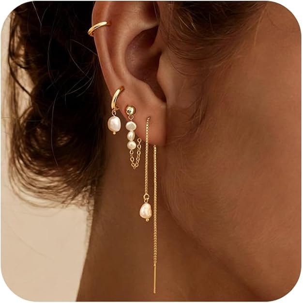 Gold Pearl Drop Earrings