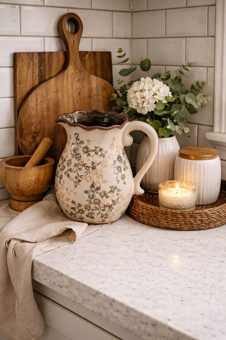 Green Rustic Pitcher Vase