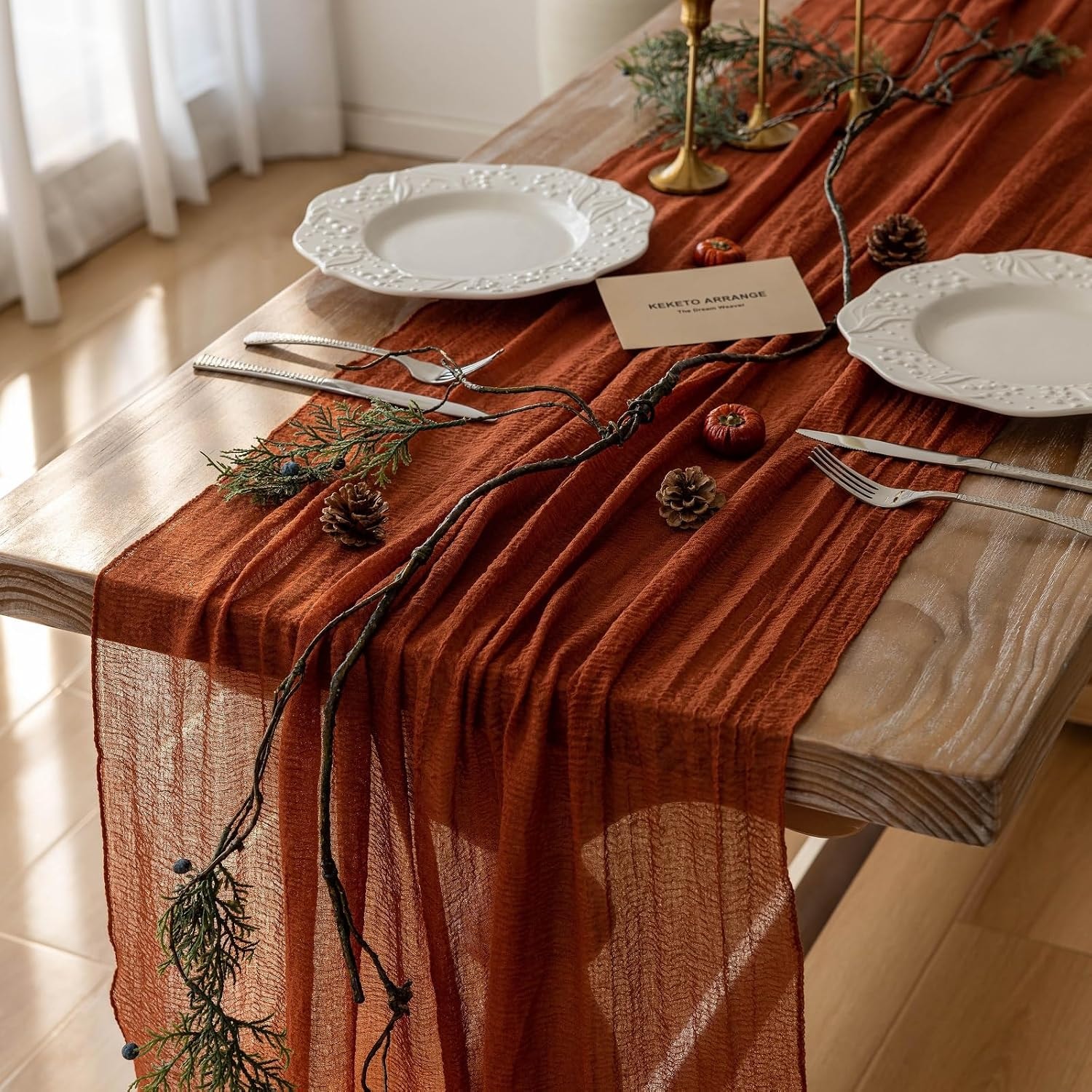 Rust Gauze Table Runner