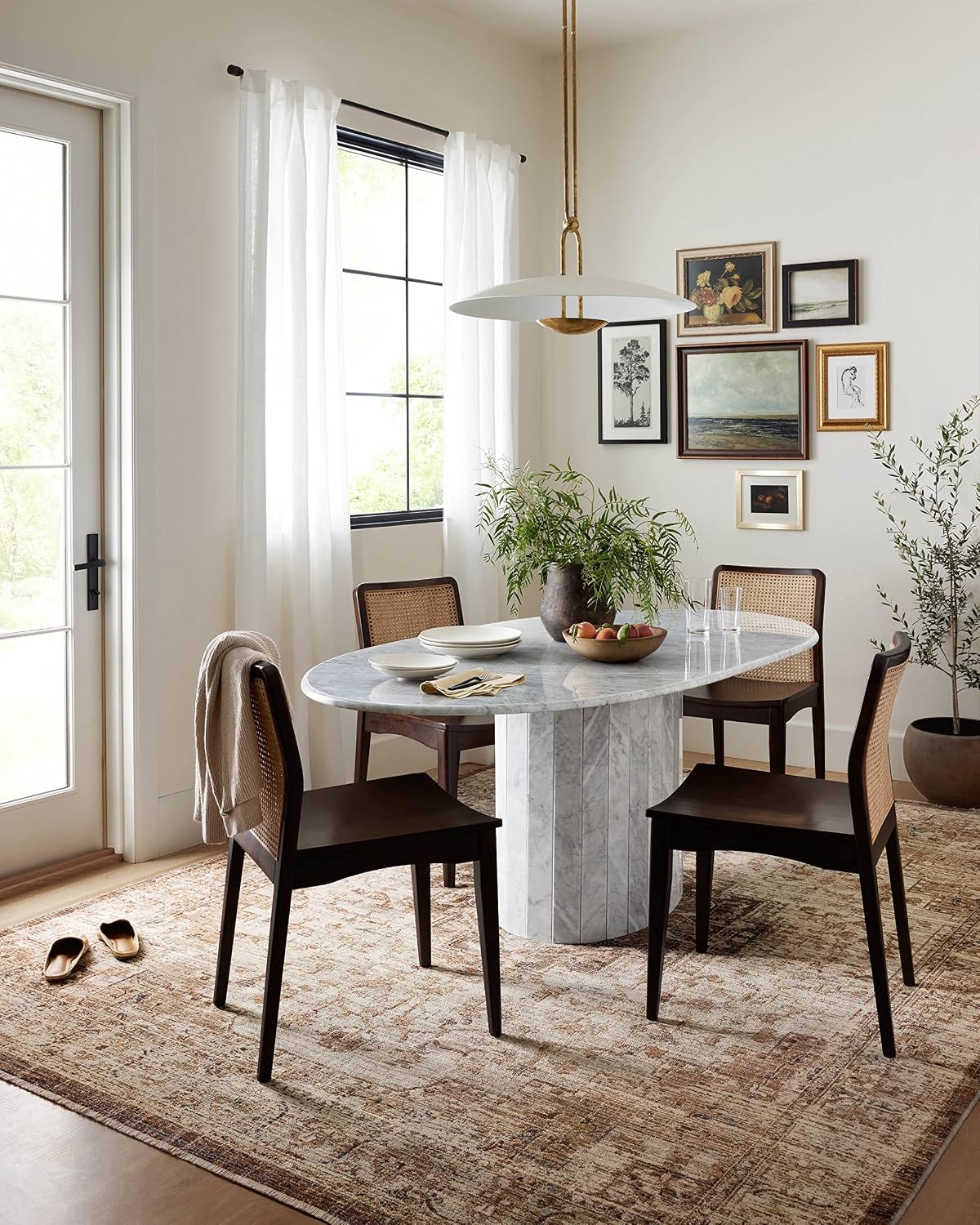 Vintage Distressed Area Rug — Rust & Cream